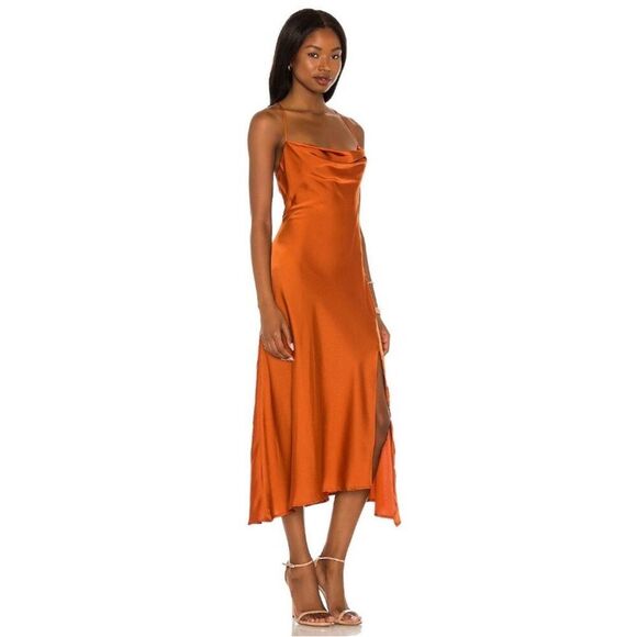 ASTR The Label NWT Gaia Cowl Neck Midi Dress in Burnt Orange Size XS - Picture 7 of 8